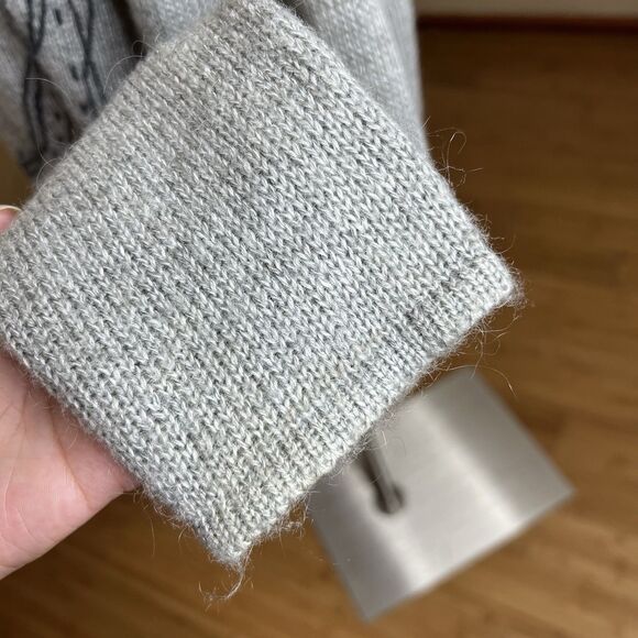 Vintage Cardigan Womens Large Gray Ramie Mohair Floral Embroidered Button Down - Picture 6 of 9